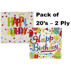 Serviettes, 2 Ply - 33cm - Happy Birthday